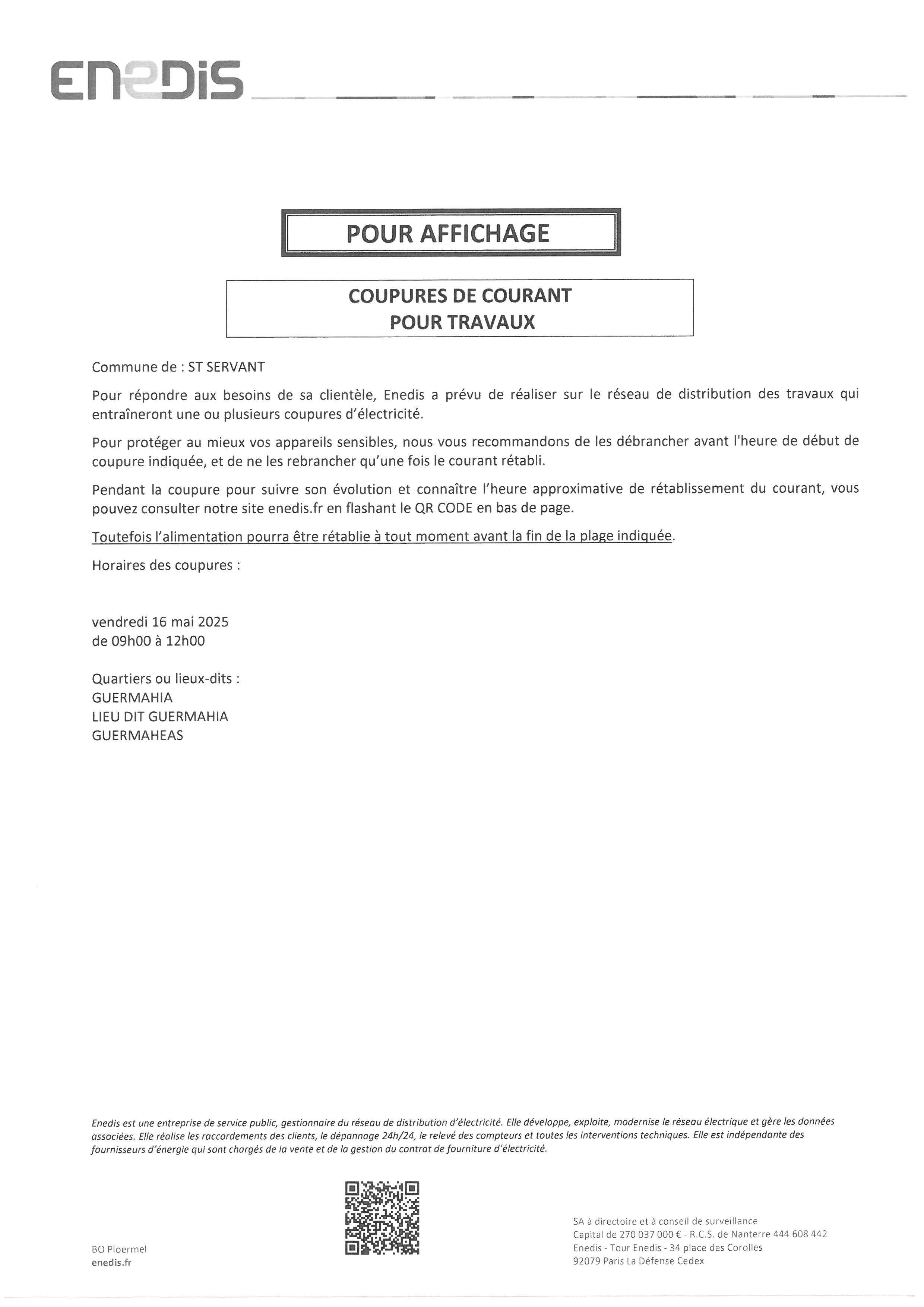 Coupure d'électricité